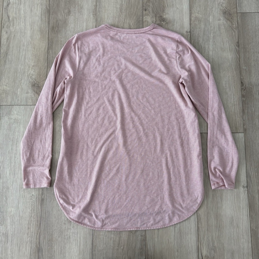 Lands' End Women Pullover Top Size M 10-12 Pink Pinstripes Long Sleeves - Picture 7 of 7